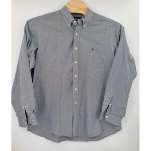 Ralph Lauren Classic Fit Gingham Button Down Shirt Men's XXL 2XL Black/ White